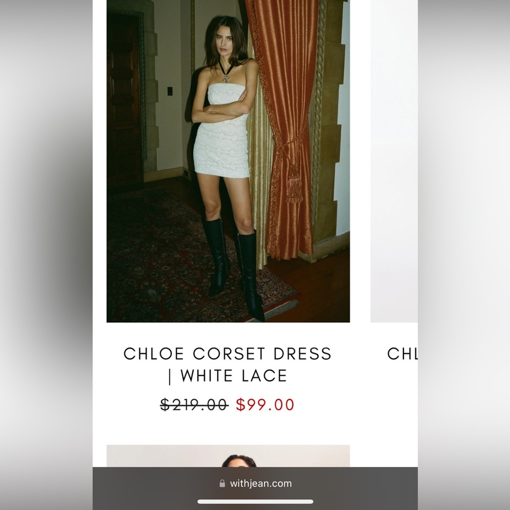 With Jéan Chloe Corset Dress in White Lace, Size Medium